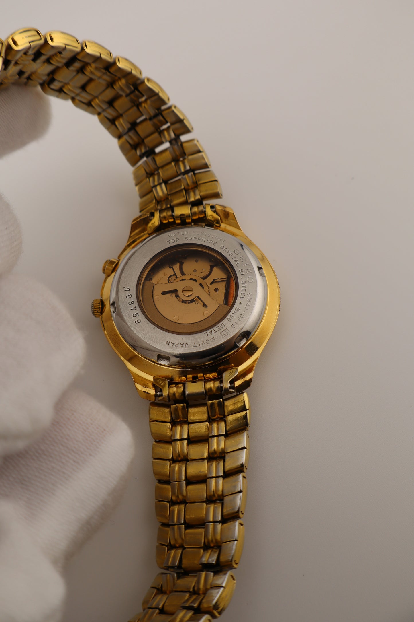 Vintage Seiko Kinetic Skeleton-Back 5M42-0A19 Men's Watch