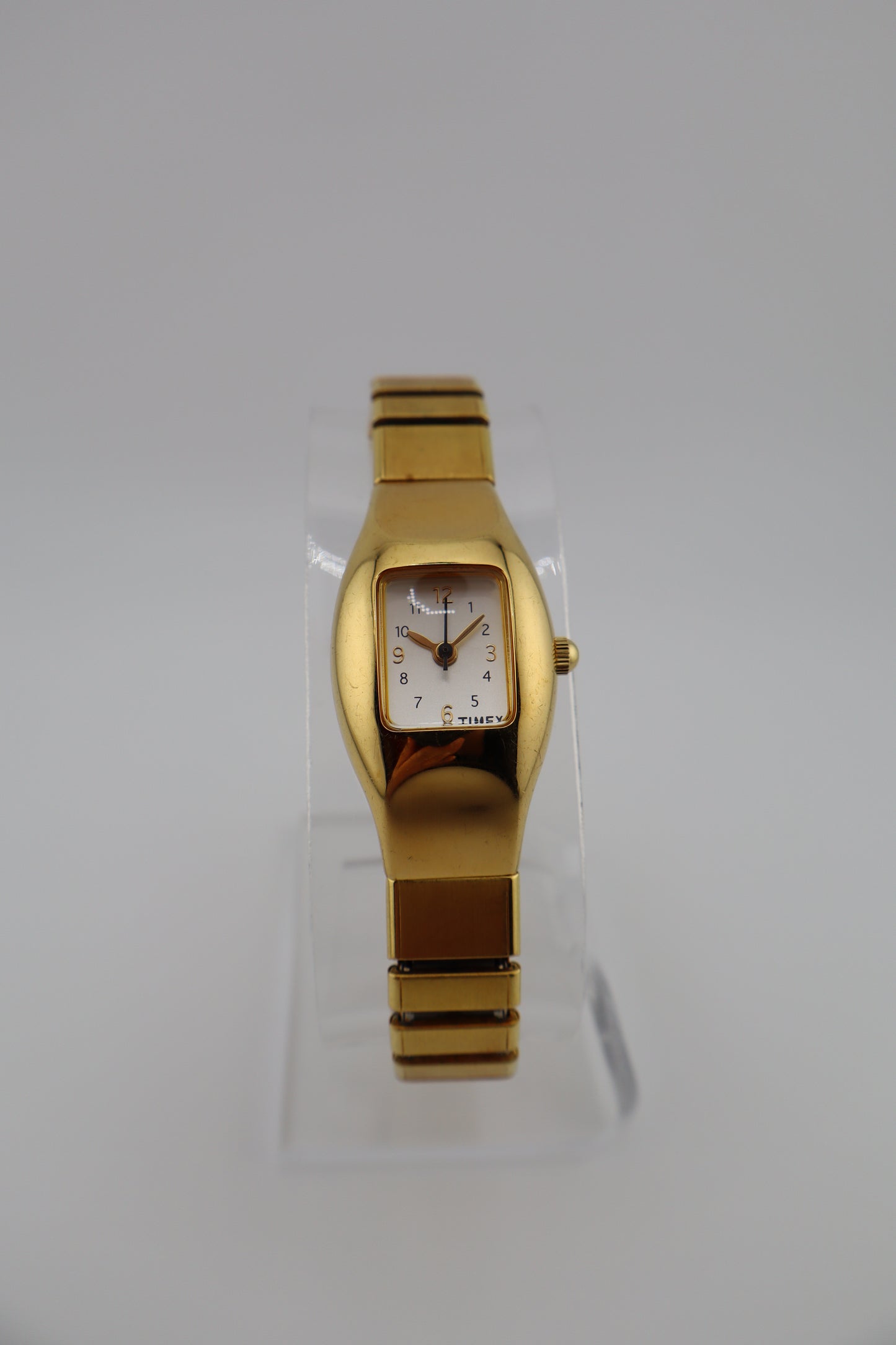 Vintage Timex Tank 1990's Gold-Tone Women's Watch w/ Integrated Expansion Band