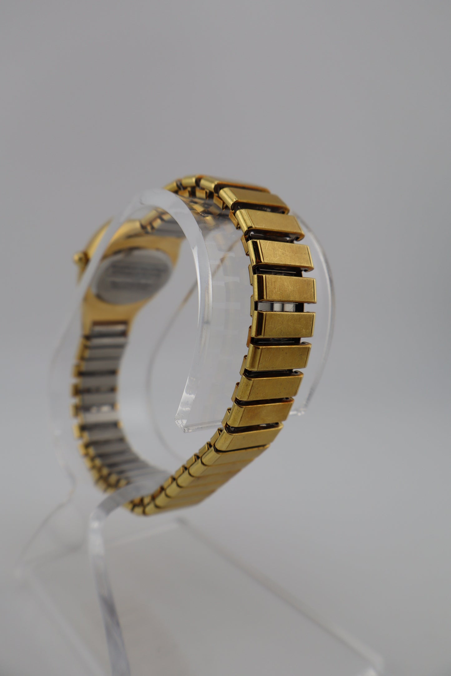 Vintage Timex Tank 1990's Gold-Tone Women's Watch w/ Integrated Expansion Band