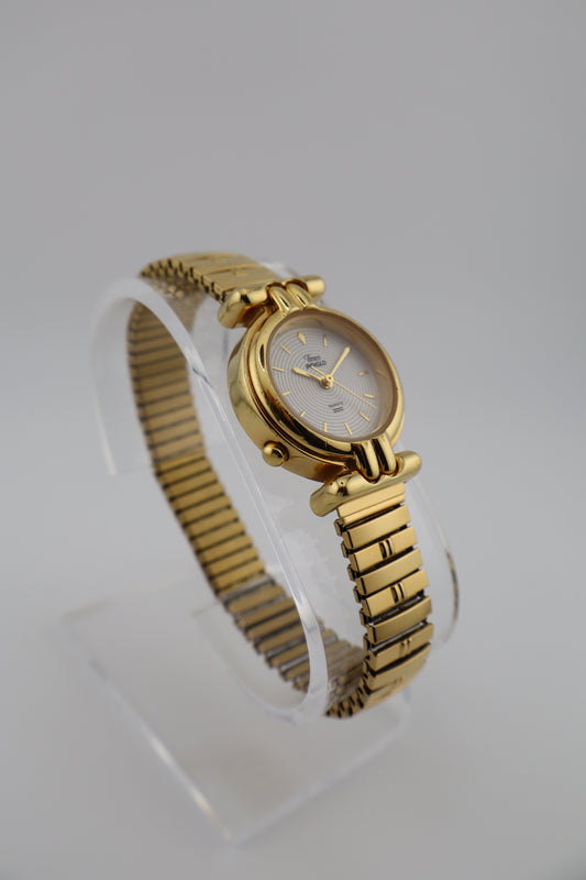 Vintage 1990s Timex Indiglo Gold-Tone Detailed Dial Quartz Women's Watch w/ Expansion Band