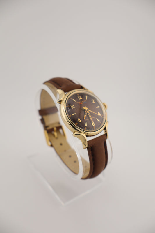 Vintage 1950's Benrus Teardrop Lug Brown Dial 10KGF Mechanical Men's Watch