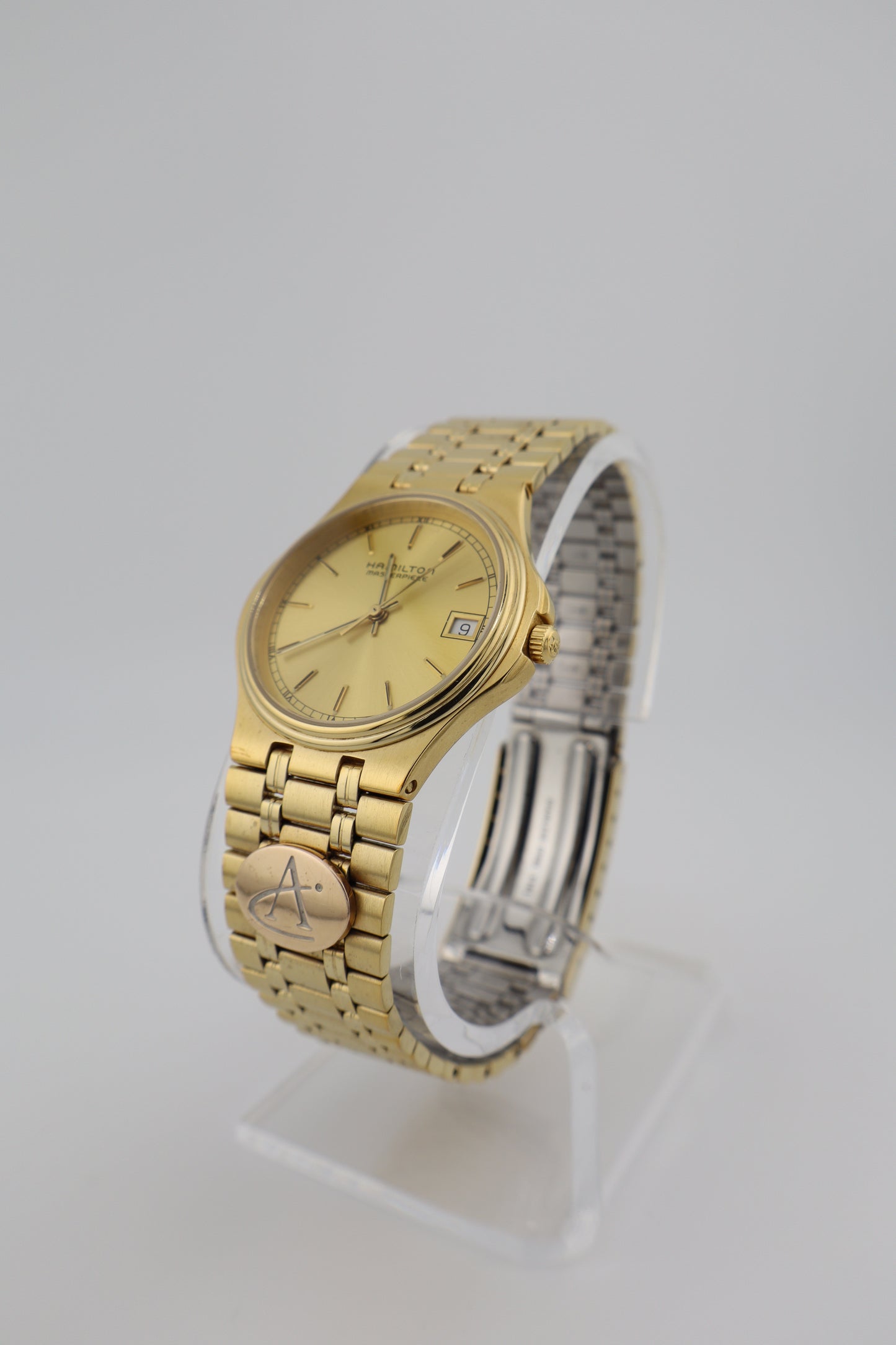 Vintage Hamilton Masterpiece Quartz Men's Watch with 10k Gold Charm