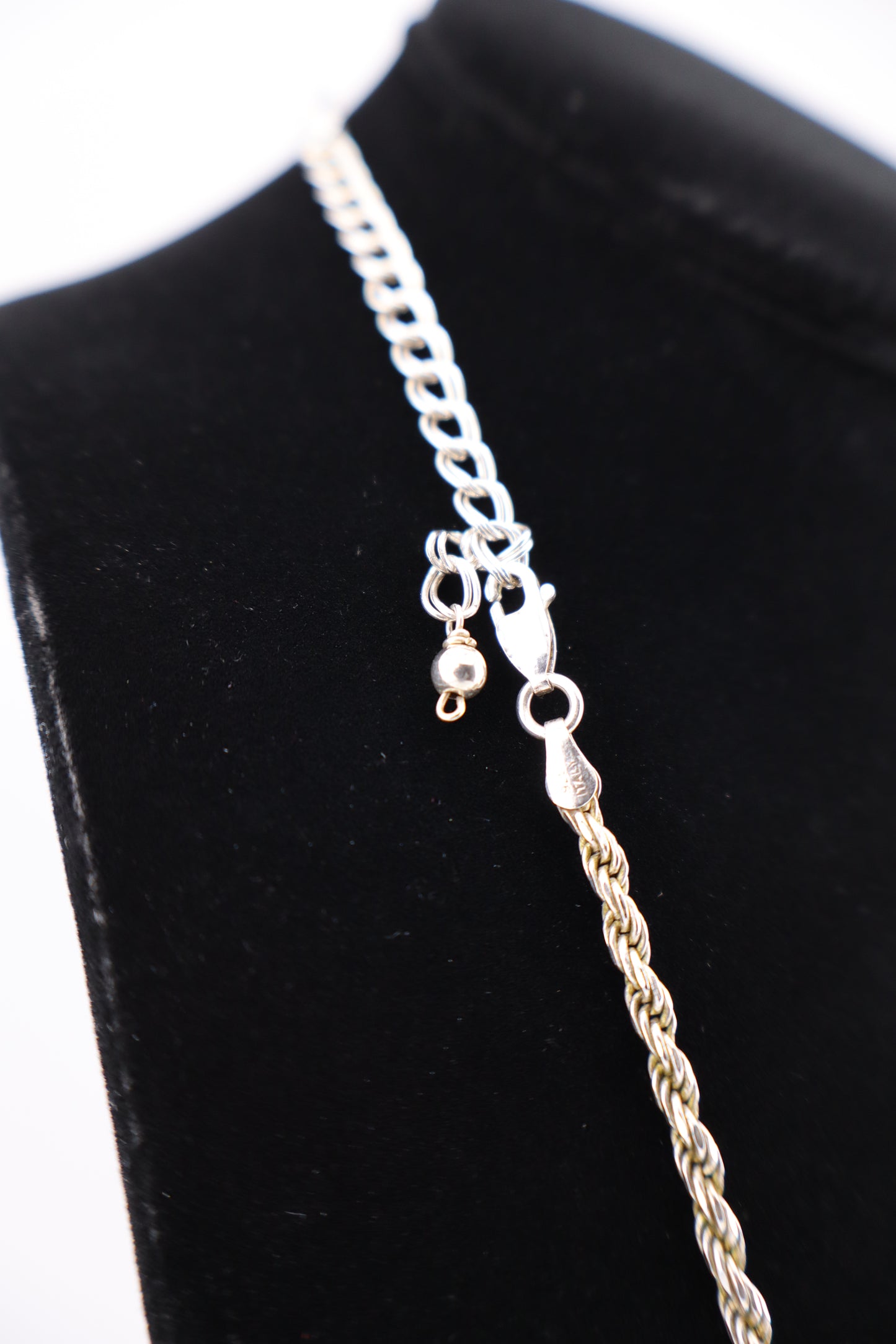Sterling Silver Rope Chain Necklace – 18.7” (925, Lobster Clasp)