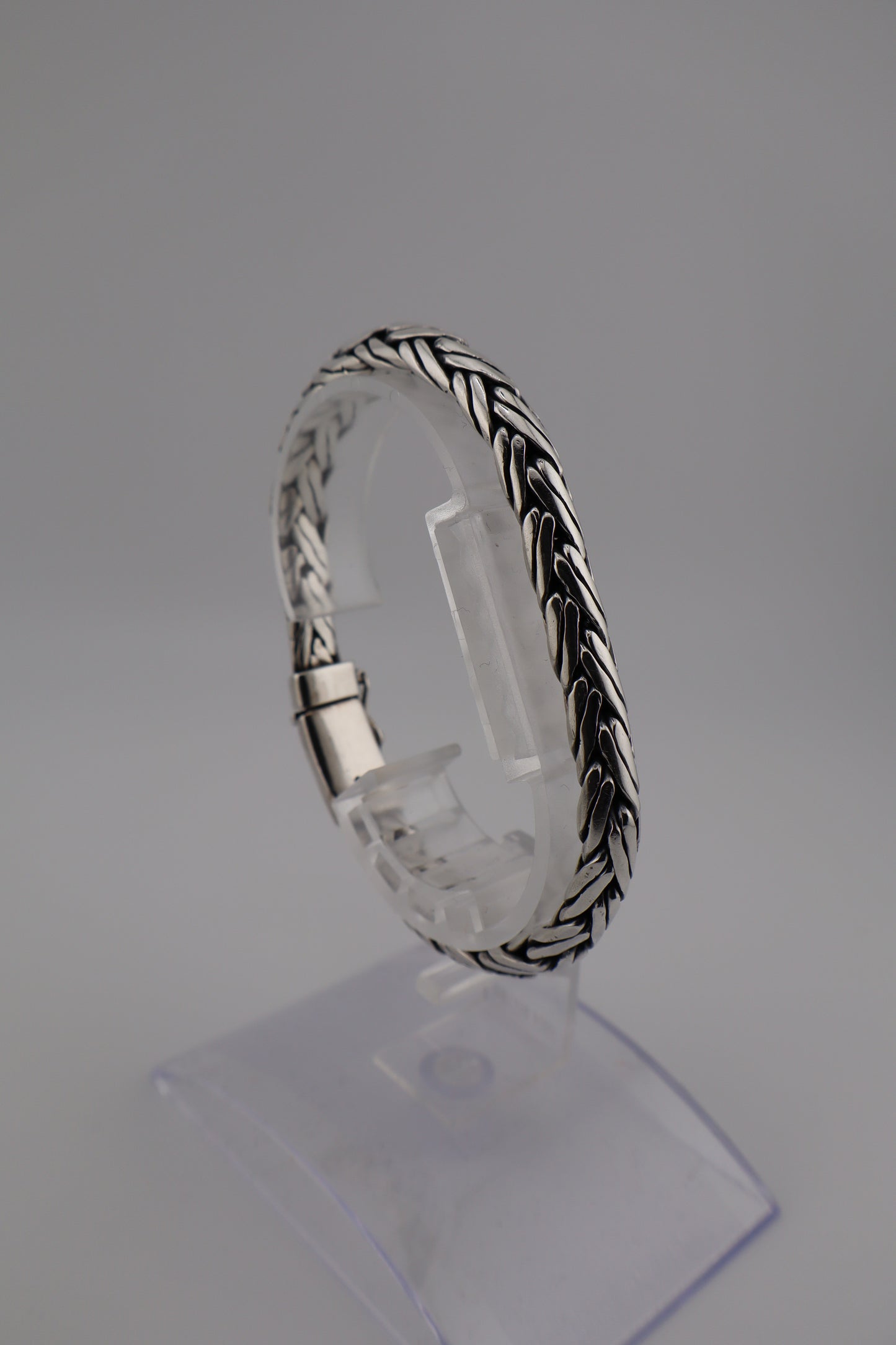 Heavyweight Men’s Sterling Silver 925 Woven Link Bracelet – 7.5” (925, Box Clasp, 42g)