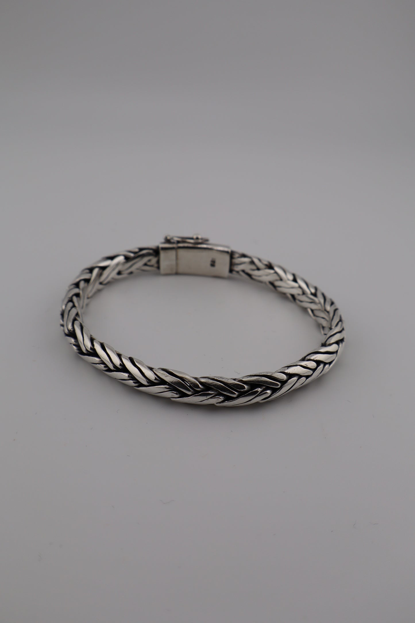 Heavyweight Men’s Sterling Silver 925 Woven Link Bracelet – 7.5” (925, Box Clasp, 42g)