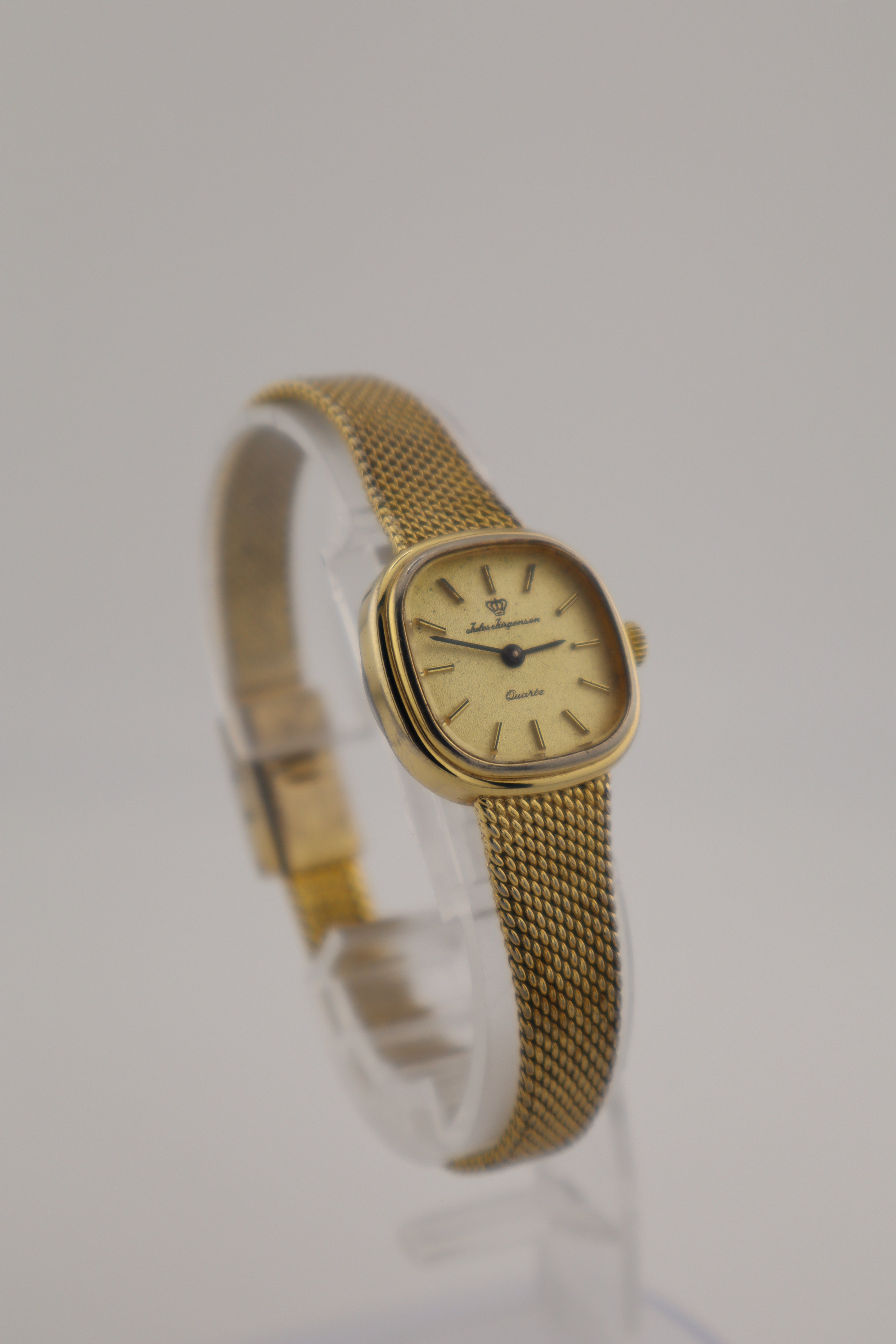 Vintage Jules Jurgensen 10K Gold‎ Filled Women Mesh Watch Faceted Crystal Tested Vintage Jules Jurgensen Ladies Quartz Watch Gold Tone Mesh  main image 4