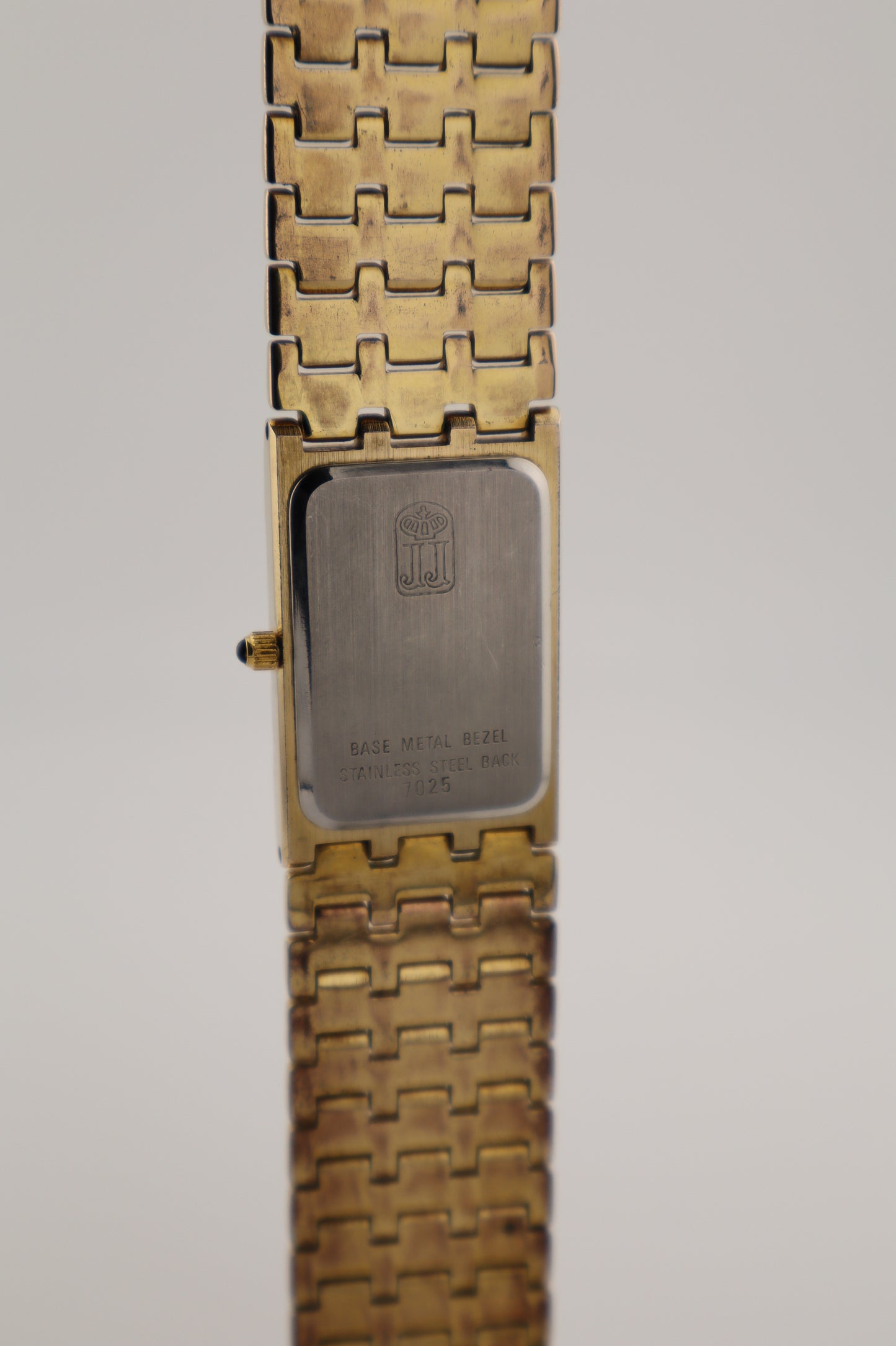 Vintage Jules Jurgensen Tank Gold-Tone Diamond Accent Quartz Women's Watch