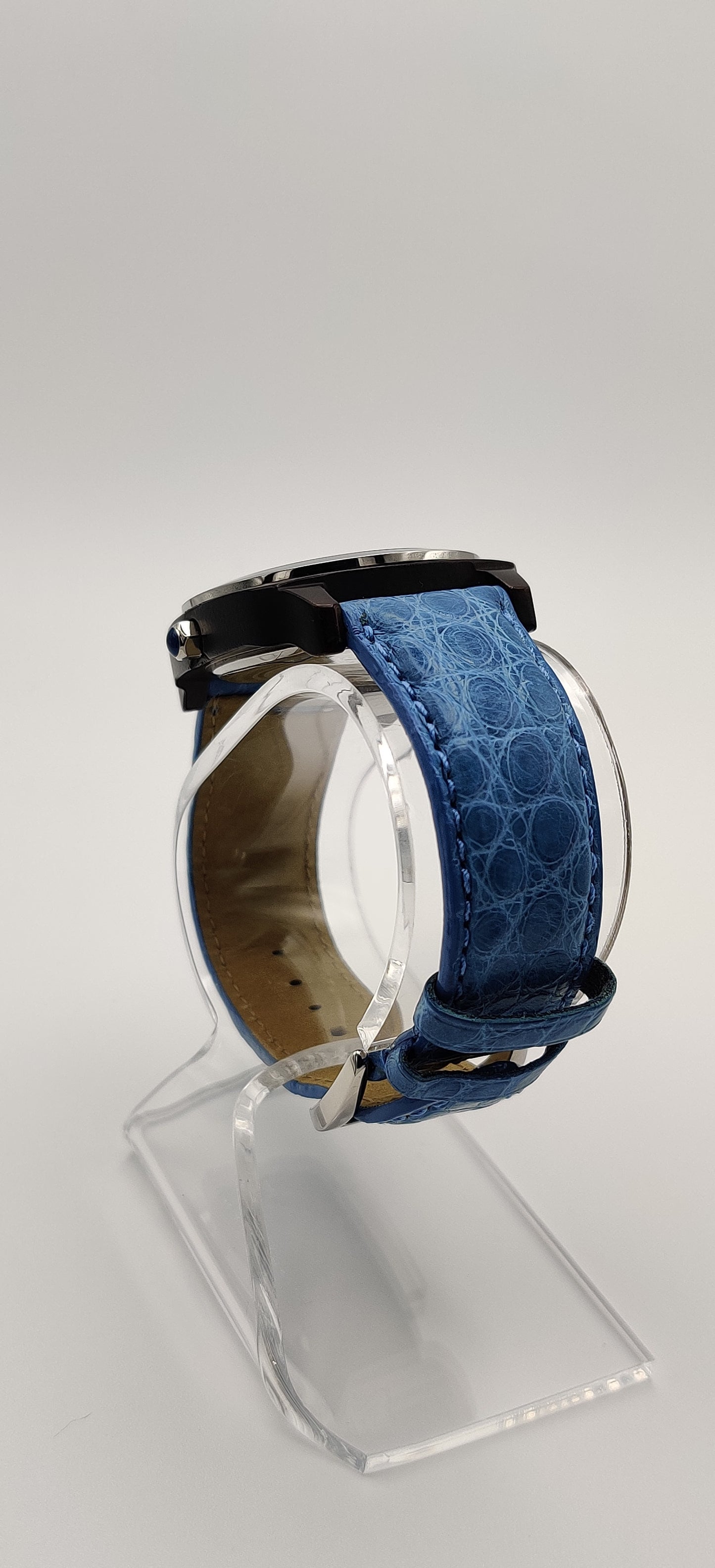Cabochon Swiss Blue Leather Women's Watch