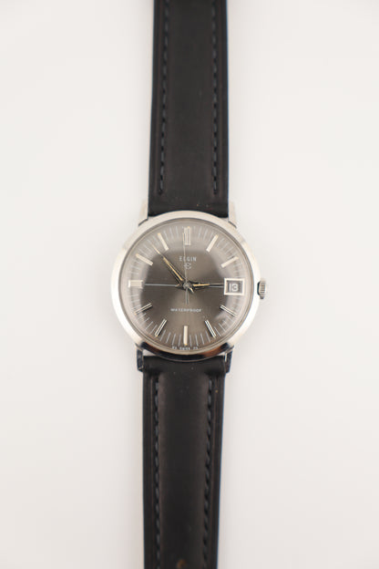 Vintage 1960's Elgin Charcoal Dial Manual-Wind Swiss Men's Watch
