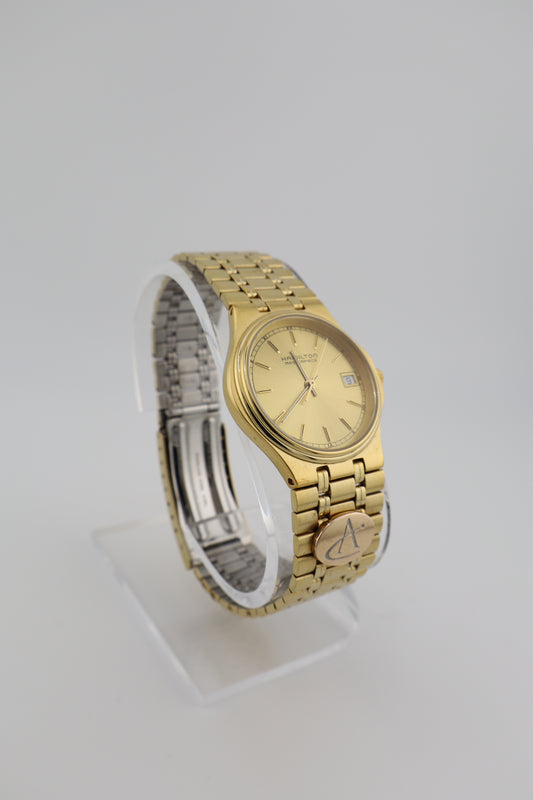 Vintage Hamilton Masterpiece Quartz Men's Watch with 10k Gold Charm