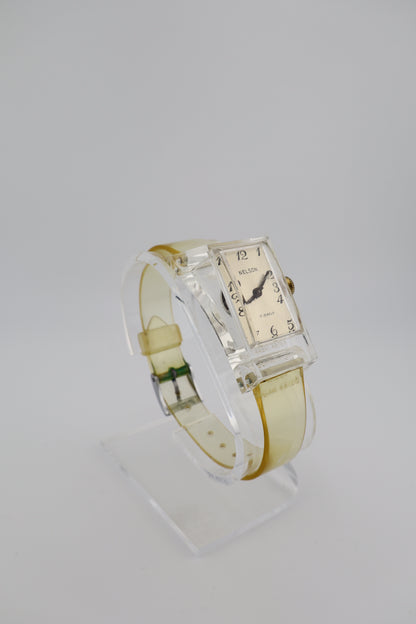 Vintage 1970s Nelson 17-Jewel Manual Wind Men’s Watch with Clear Case