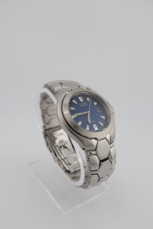Citizen Eco-Drive E110-K16385 Blue Dial Stainless Steel Solar Men's Watch