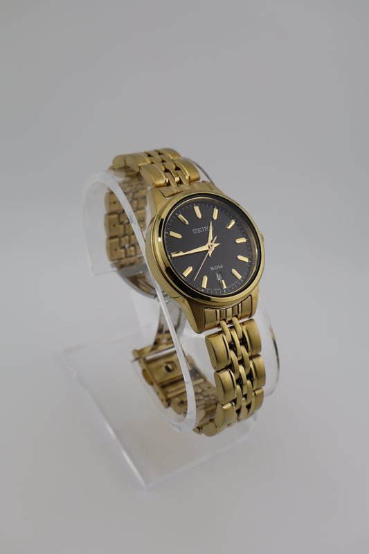 Seiko SUR886 Black Dial Date Women's Watch - Fresh Battery