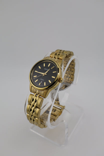 Seiko SUR886 Black Dial Date Women's Watch - Fresh Battery