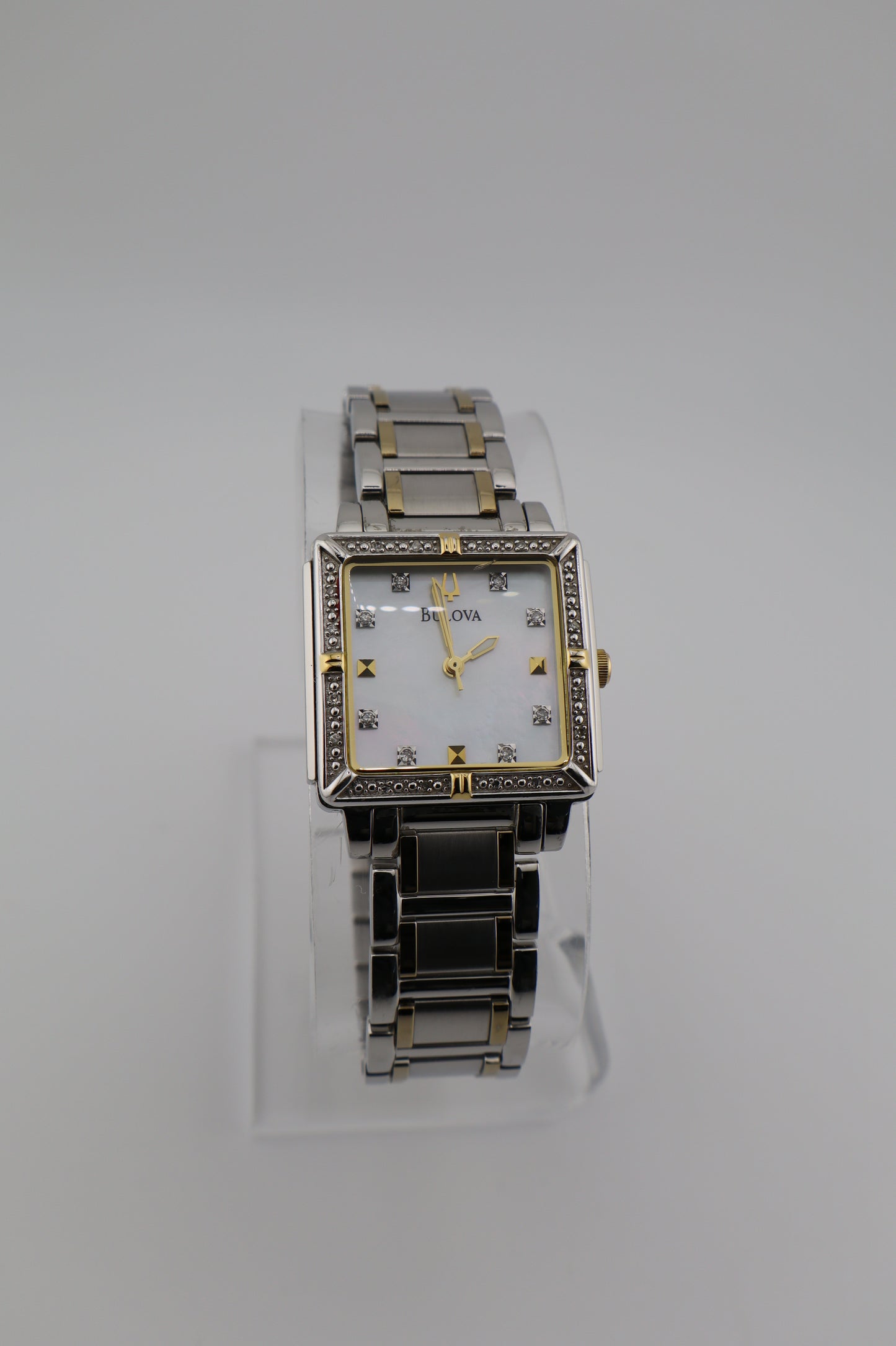 Bulova Diamond Series Square Two-Tone Mother of Pearl Quartz Women's Watch