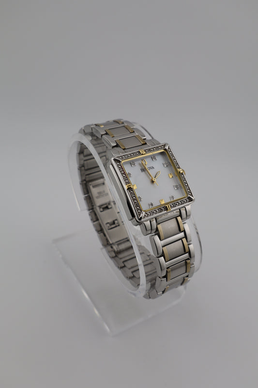 Bulova Diamond Series Square Two-Tone Mother of Pearl Quartz Women's Watch