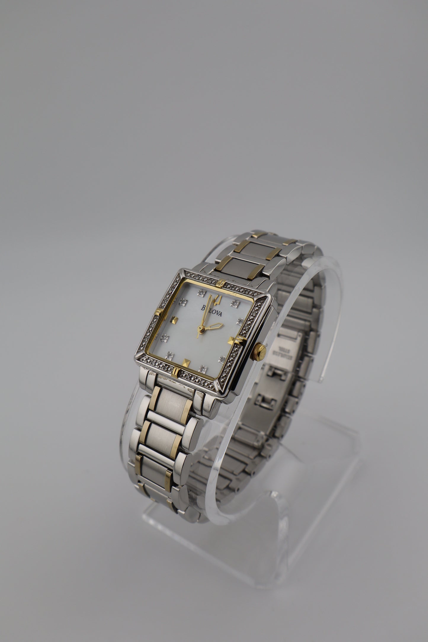 Bulova Diamond Series Square Two-Tone Mother of Pearl Quartz Women's Watch