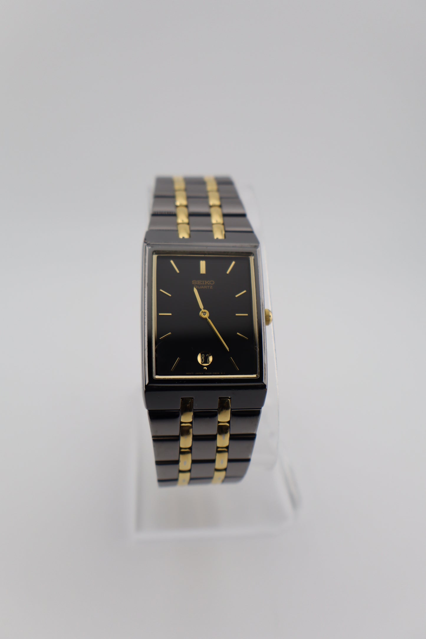 Vintage 1996 Seiko Tank Two-Tone Stainless Steel Quartz Men's Watch