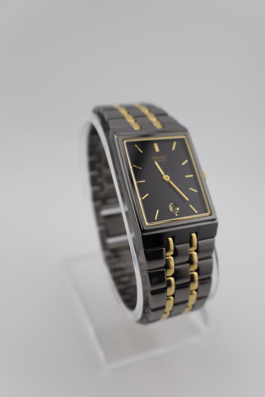 Vintage 1996 Seiko Tank Two-Tone Stainless Steel Quartz Men's Watch
