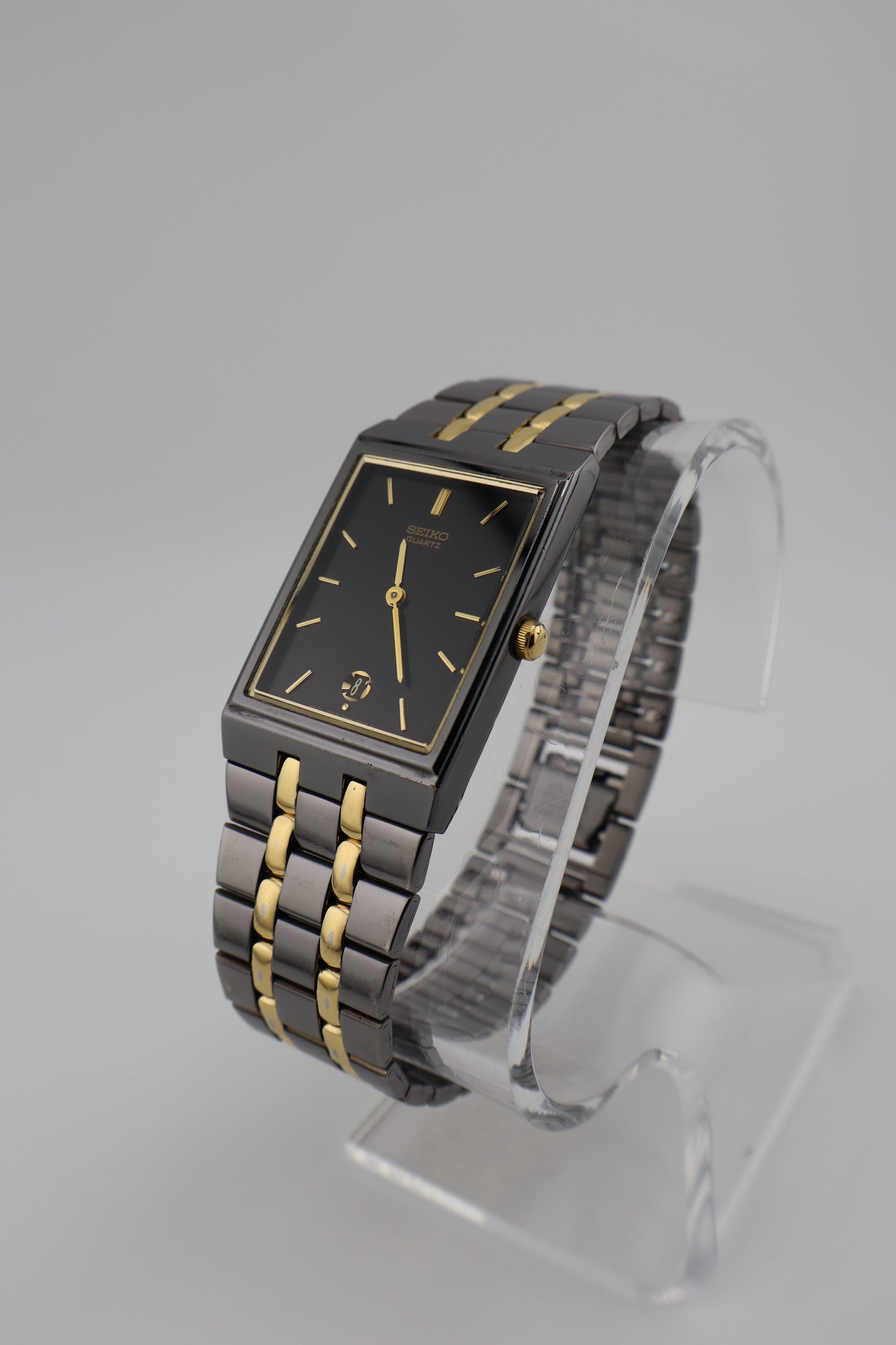 Vintage 1996 Seiko Tank Two-Tone Stainless Steel Quartz Men's Watch