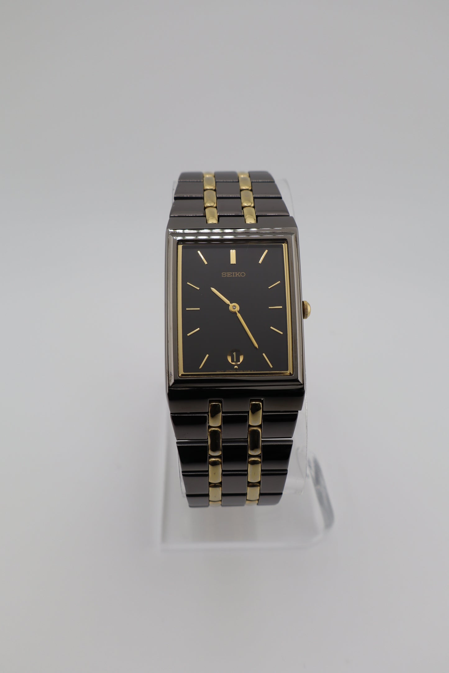 Vintage 1996 Seiko Tank Two-Tone Stainless Steel Quartz Men's Watch