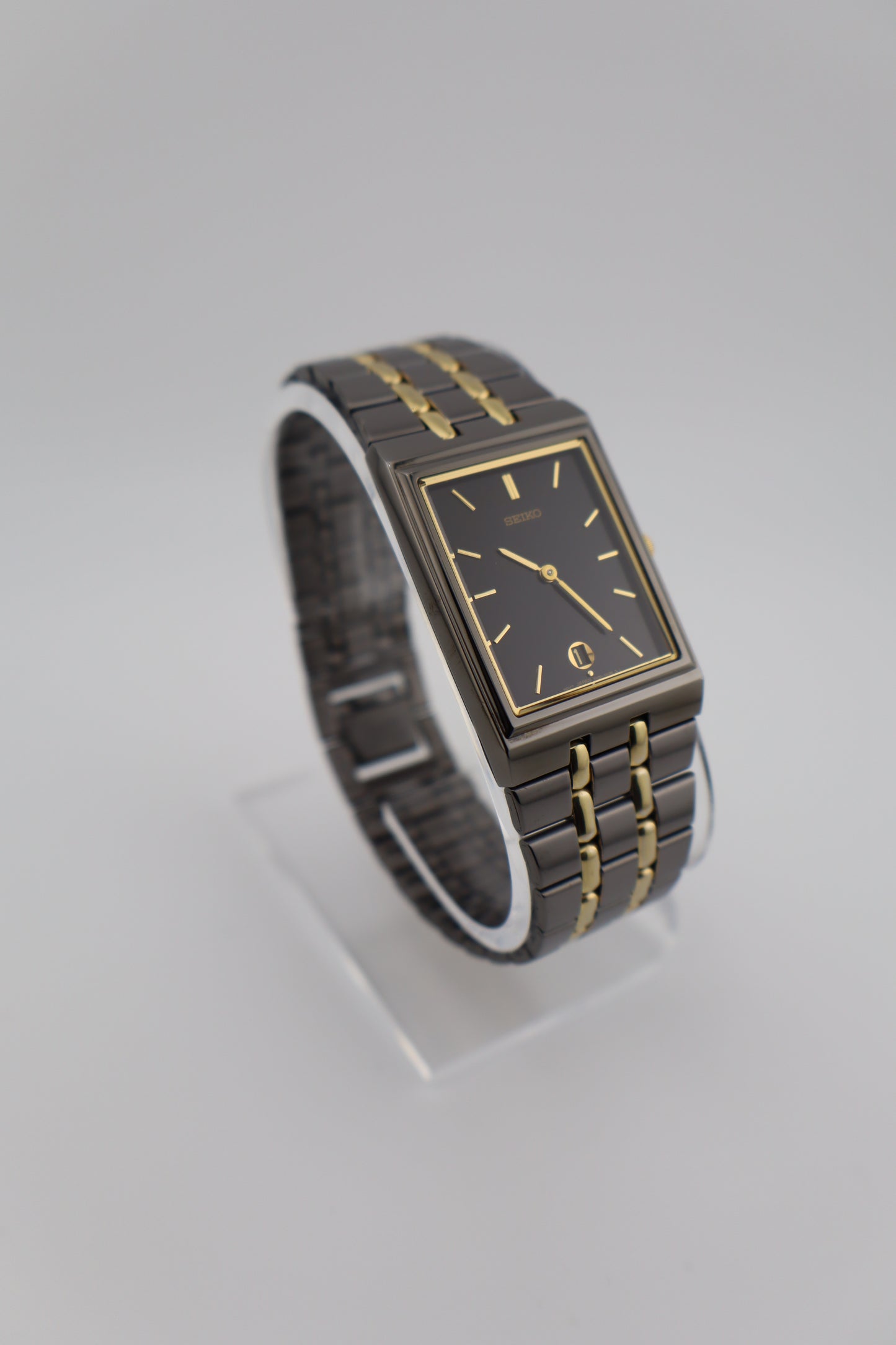 Vintage 1996 Seiko Tank Two-Tone Stainless Steel Quartz Men's Watch
