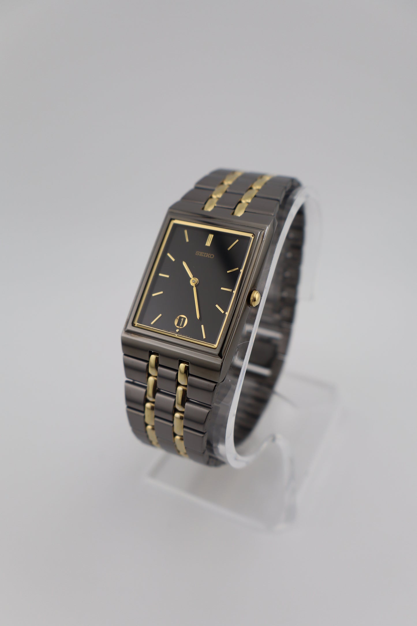 Vintage 1996 Seiko Tank Two-Tone Stainless Steel Quartz Men's Watch