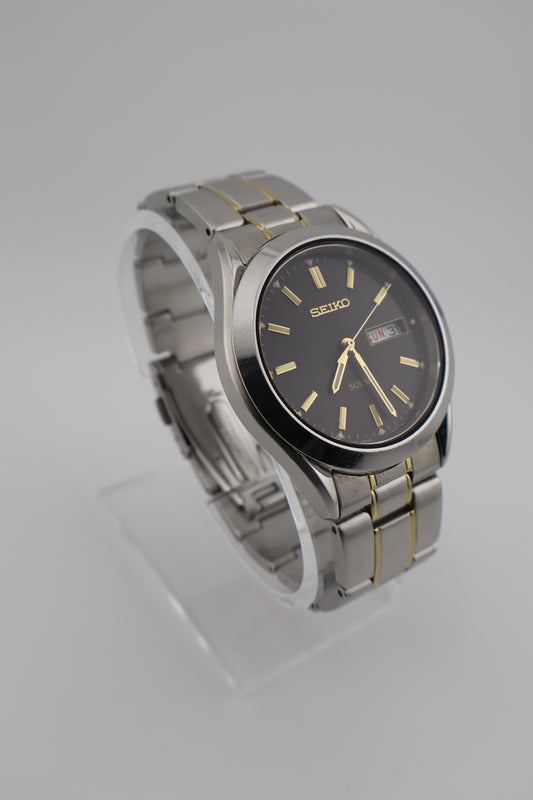 Seiko Solar 2017 SUR363 Two-Tone Men's Watch - Working Condition