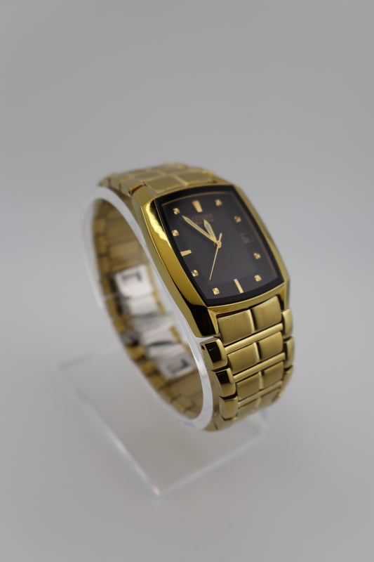 Citizen Eco-Drive E111 Paradigm Tonneau Gold-Tone Men's Watch - New w/ Box and Papers