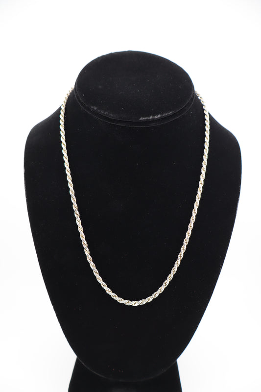 Sterling Silver Rope Chain Necklace – 18.7” (925, Lobster Clasp)