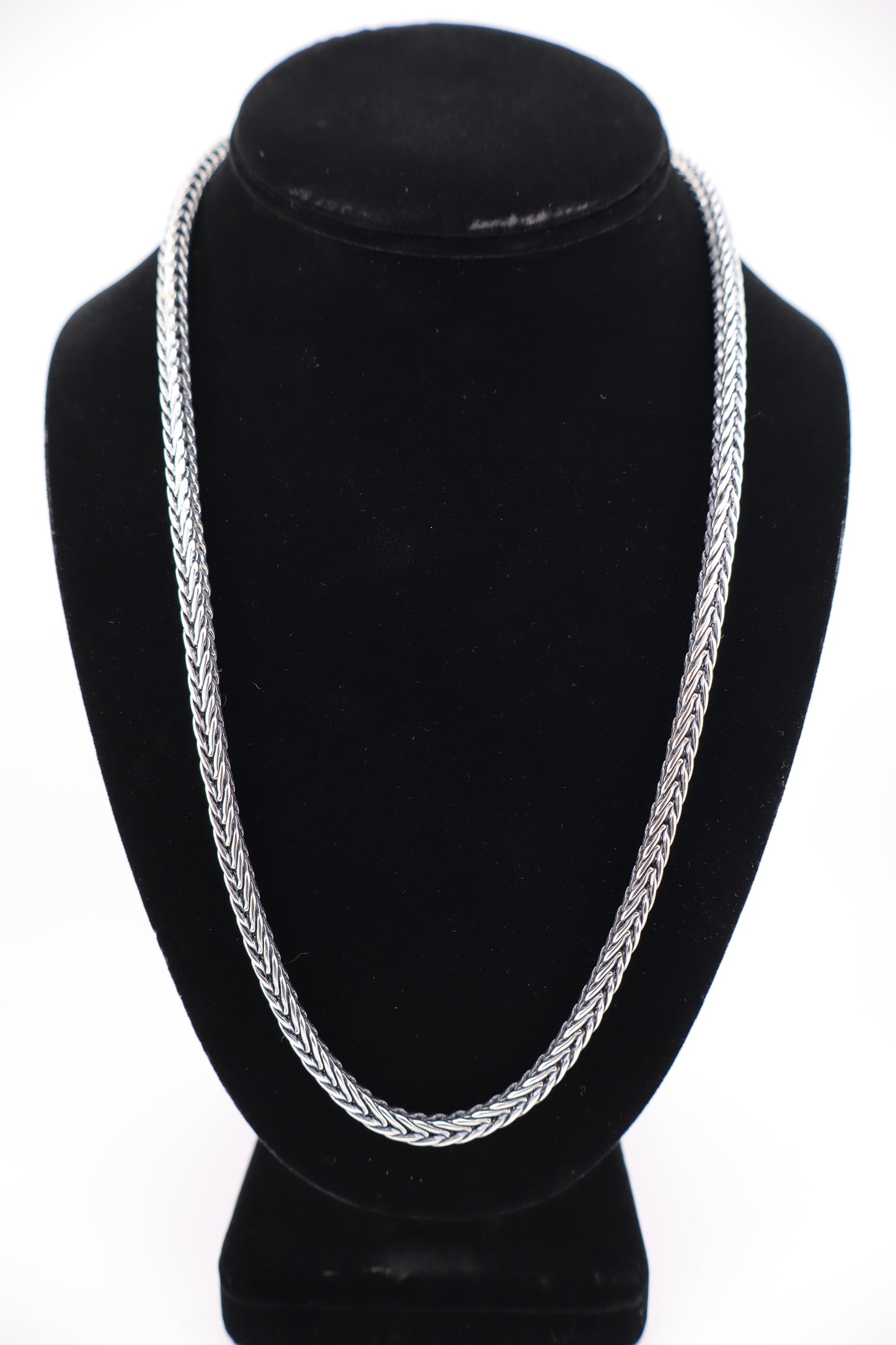 Sterling Silver Wheat Chain Necklace – 22” (925, Dragon Head Clasp)