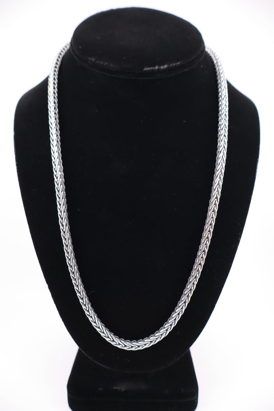 Sterling Silver Wheat Chain Necklace – 22” (925, Dragon Head Clasp)