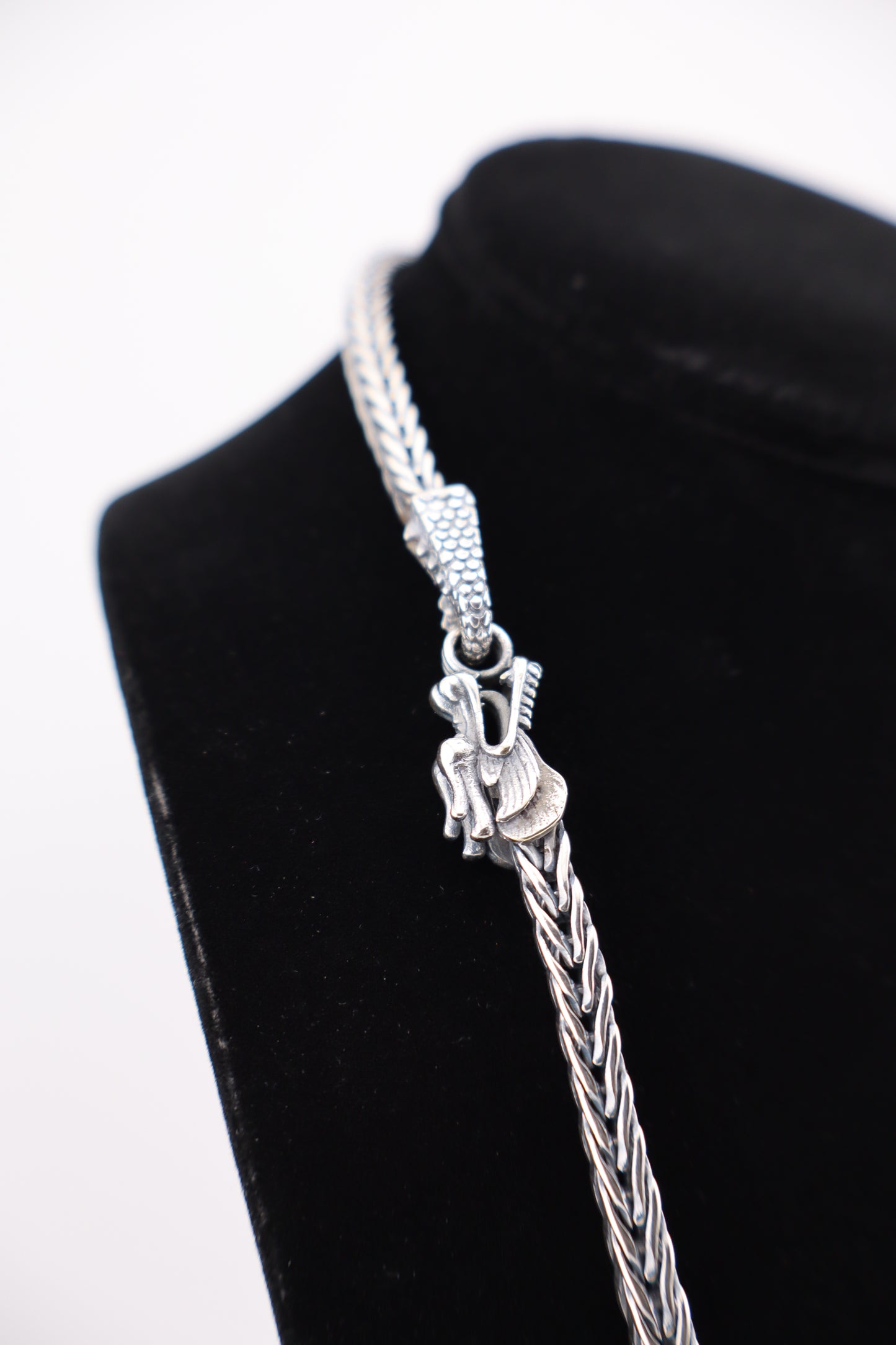 Sterling Silver Wheat Chain Necklace – 22” (925, Dragon Head Clasp)