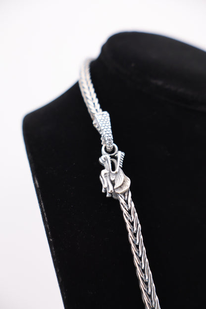 Sterling Silver Wheat Chain Necklace – 22” (925, Dragon Head Clasp)