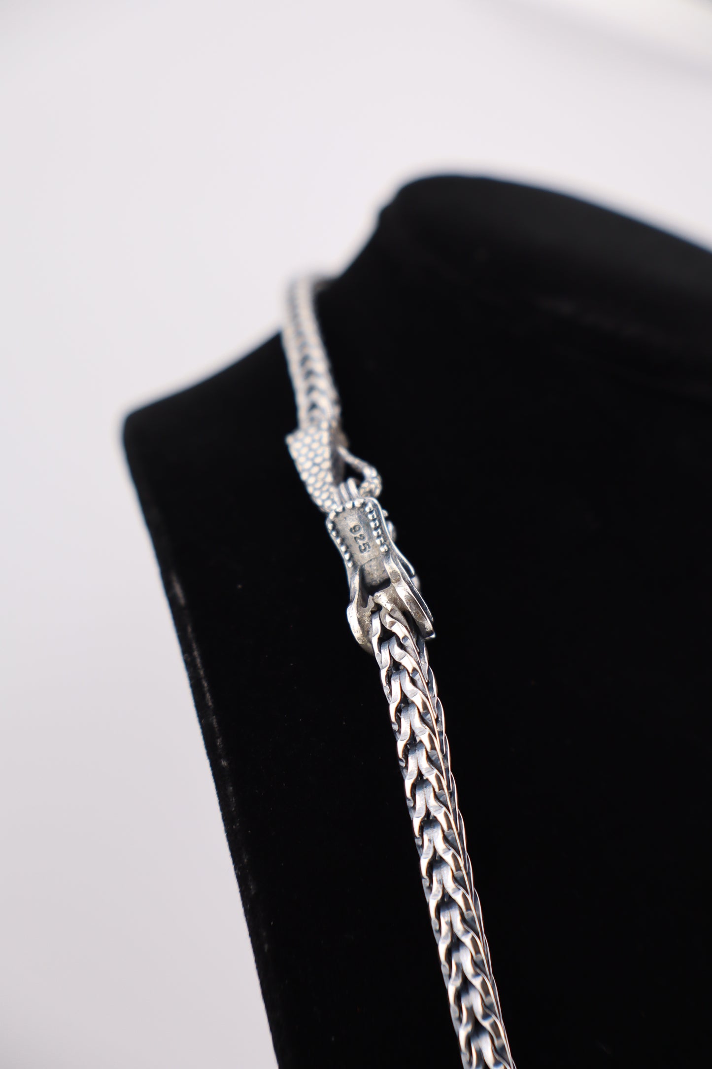 Sterling Silver Wheat Chain Necklace – 22” (925, Dragon Head Clasp)