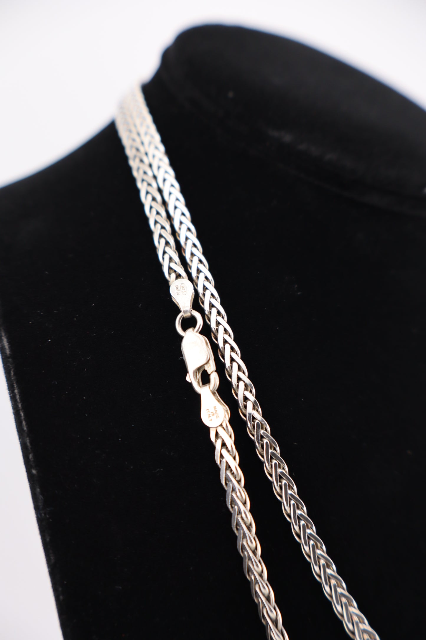 Sterling Silver Wheat Chain Necklace – 36” Extra Long (925, Lobster Clasp)