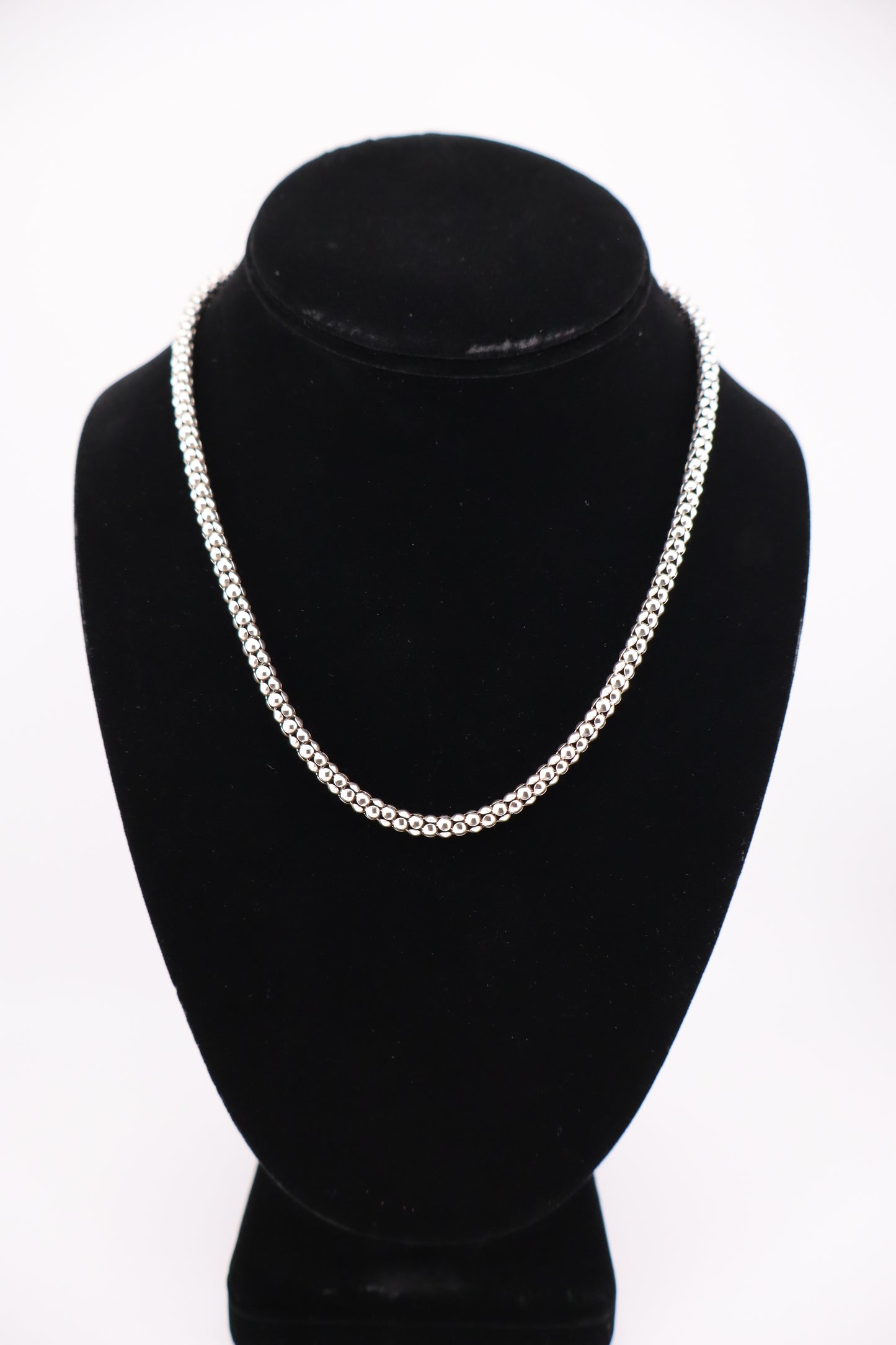 Sterling Silver Ball Chain Necklace – 17” (925, Lobster Clasp)