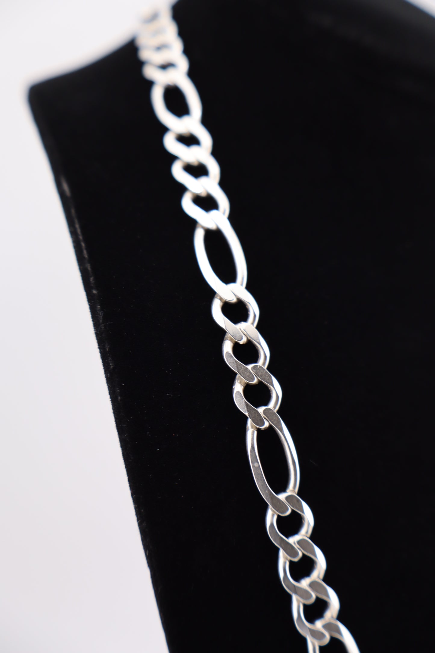 Sterling Silver Figaro Chain Necklace – 20.5” (925 Italy, Lobster Clasp, 32.7g)