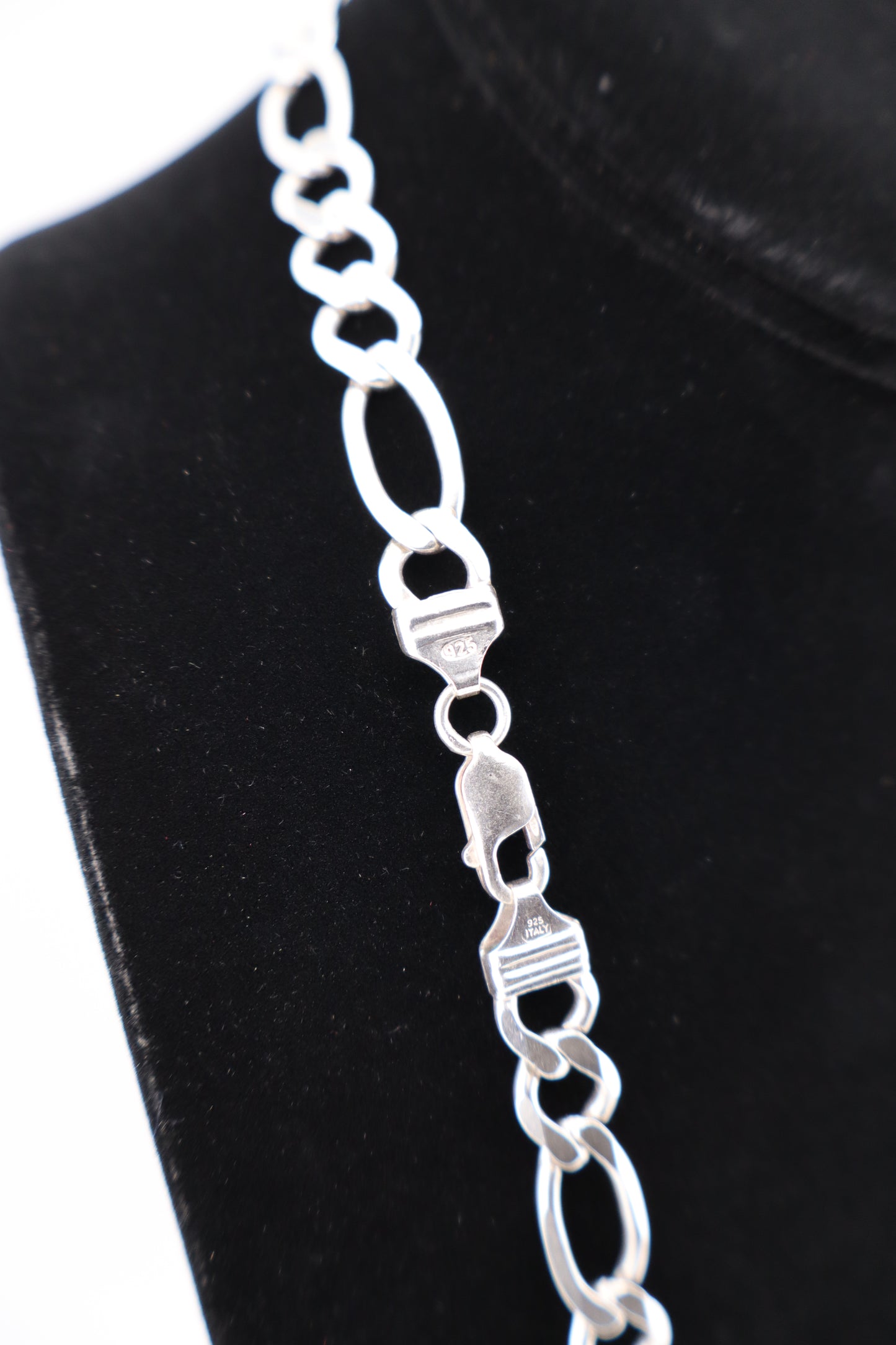 Sterling Silver Figaro Chain Necklace – 20.5” (925 Italy, Lobster Clasp, 32.7g)