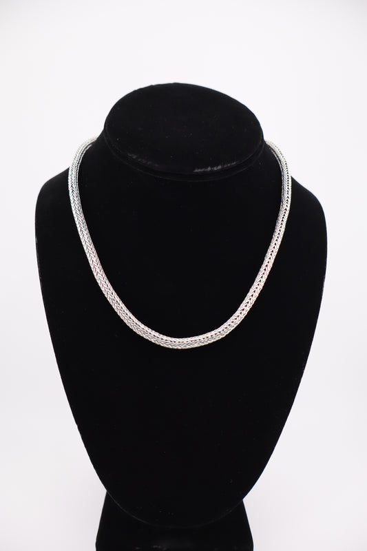 Sterling Silver Wheat Chain Necklace – 17” (925, Hook Clasp, 41.5g)
