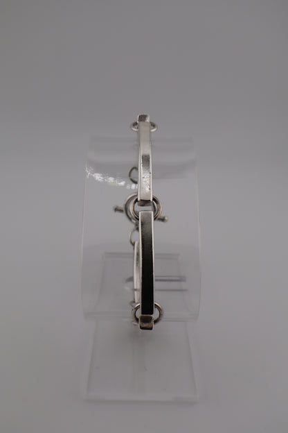 Sterling Silver Bar Link Bracelet – 7.5” (925, Toggle Clasp, 29g)