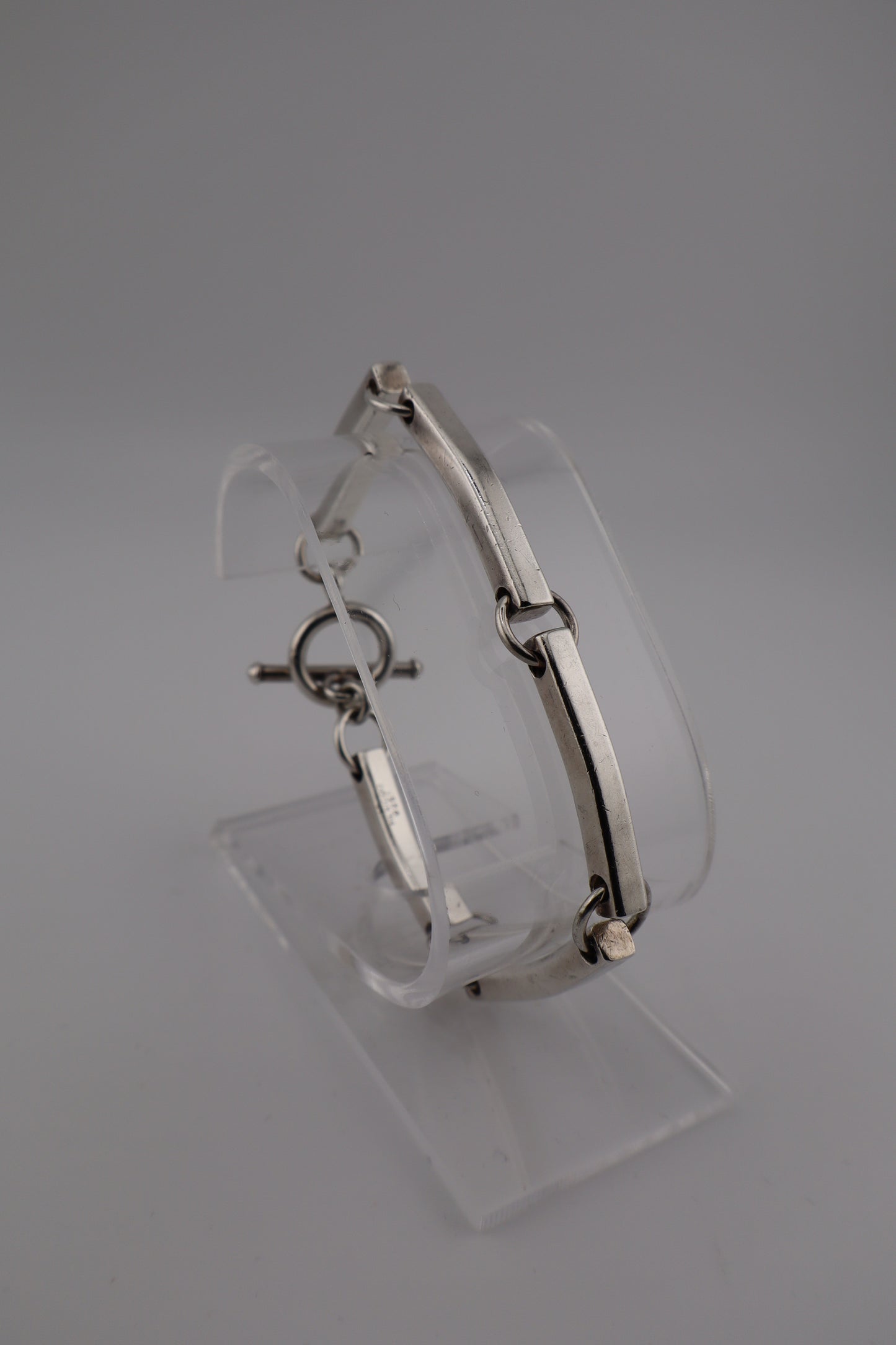 Sterling Silver Bar Link Bracelet – 7.5” (925, Toggle Clasp, 29g)