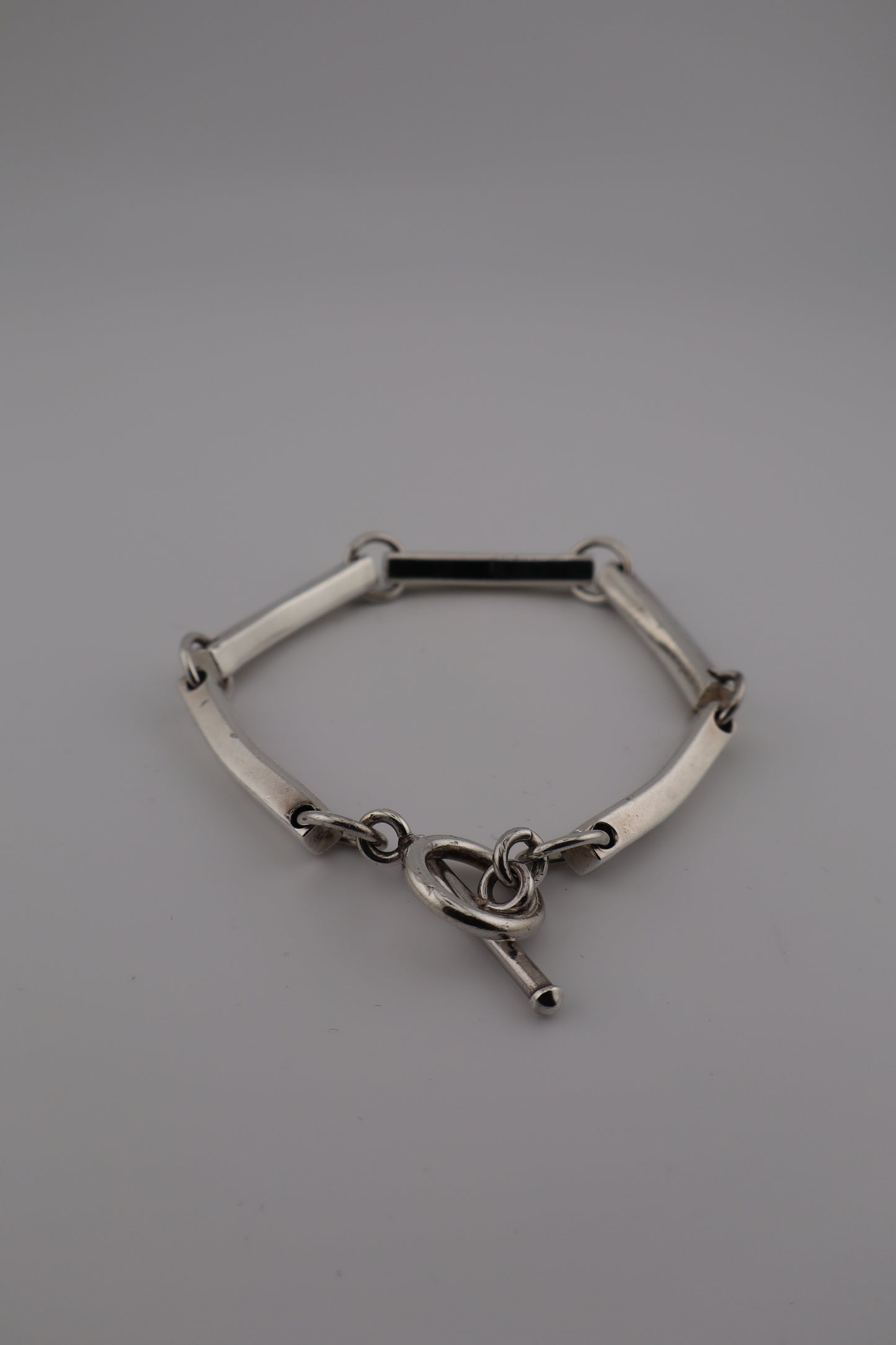 Sterling Silver Bar Link Bracelet – 7.5” (925, Toggle Clasp, 29g)