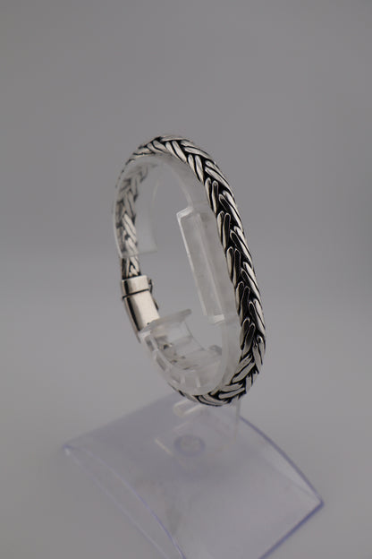 Heavyweight Men’s Sterling Silver 925 Woven Link Bracelet – 7.5” (925, Box Clasp, 42g)