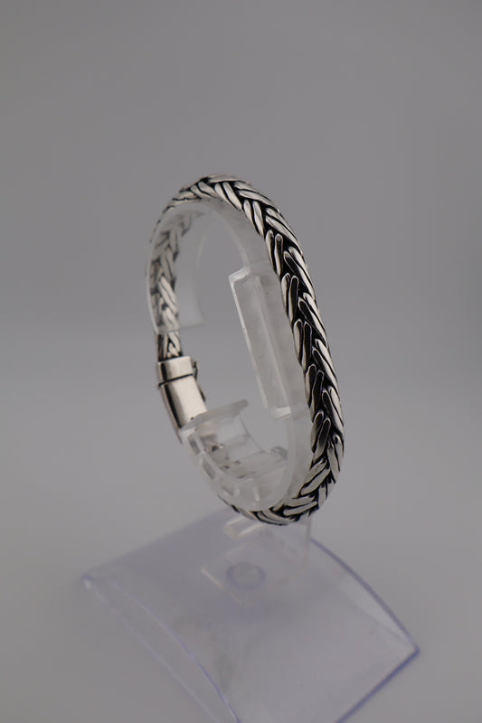 Heavyweight Men’s Sterling Silver 925 Woven Link Bracelet – 7.5” (925, Box Clasp, 42g)