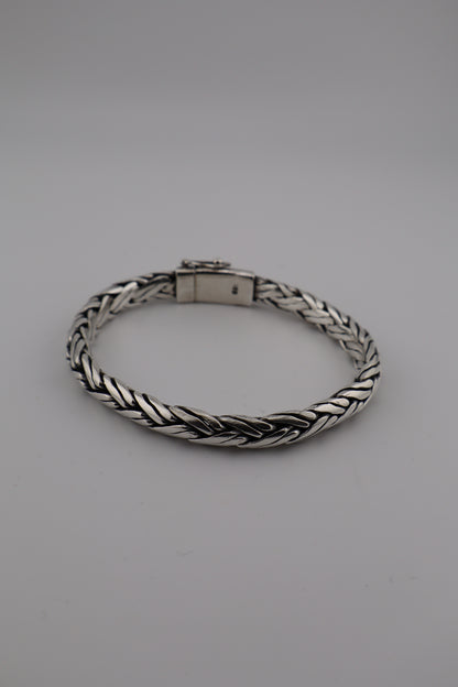 Heavyweight Men’s Sterling Silver 925 Woven Link Bracelet – 7.5” (925, Box Clasp, 42g)