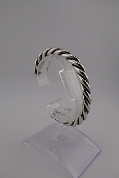Sterling Silver 925 Men’s Cuff Woven Bracelet – ( 7”, 31g, 7mm)