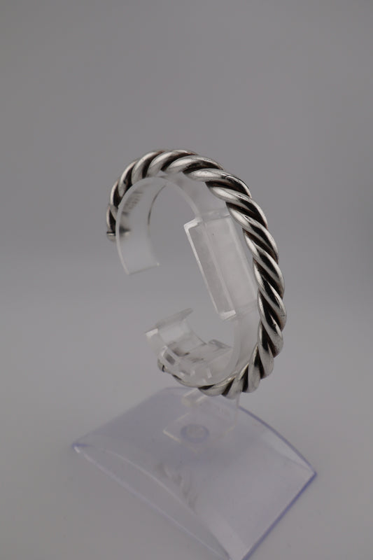 Sterling Silver 925 Men’s Cuff Woven Bracelet – ( 7”, 31g, 7mm)