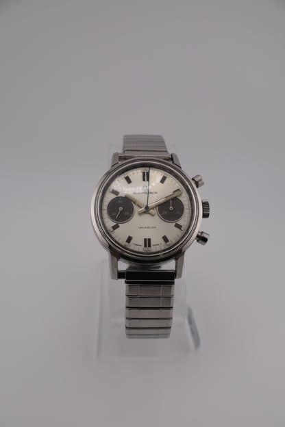 Vintage Bucherer Panda Chronograph Valjoux 7733 Manual Wind Swiss Men's Watch