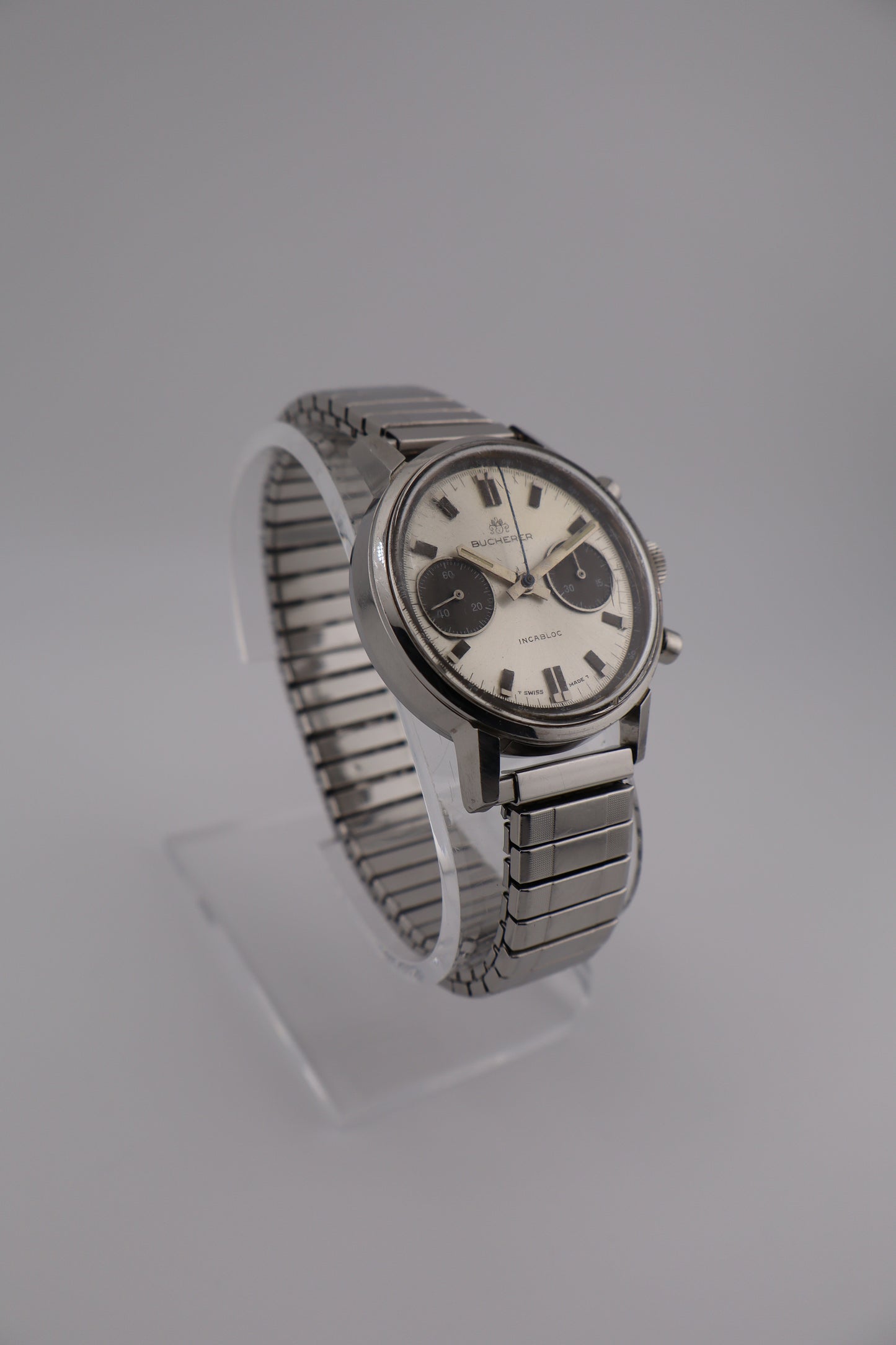 Vintage Bucherer Panda Chronograph Valjoux 7733 Manual Wind Swiss Men's Watch